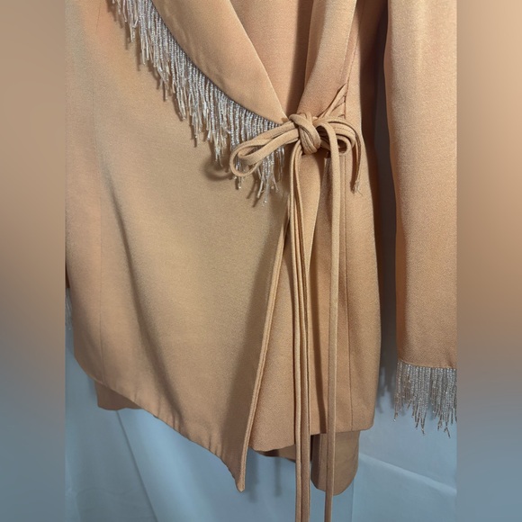 VTG Solini New York Peach Western Beaded Fringe Blazer/Skirt Set Size 10 - Picture 6 of 16